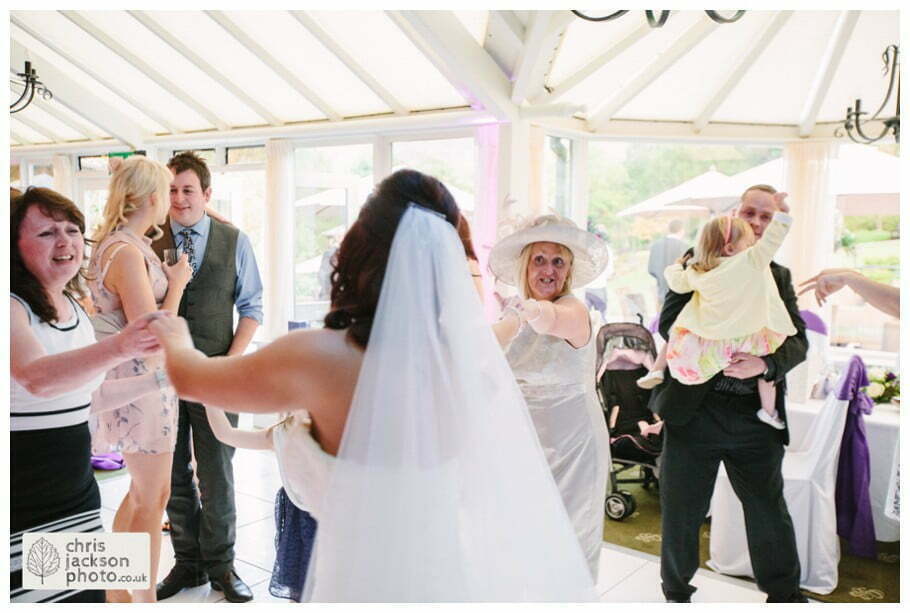 gibbon bridge reception dance floor evening bride groom dancing guests wedding photographer gibbon bridge hotel Chris and Hazel Wedding Photography Cheryl Menzies & Simon Hopley Cheryl hopley