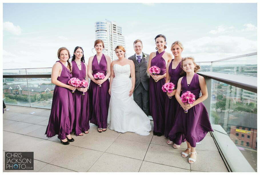 Doubletree by Hilton Wedding Photographer Leeds City Centre Wedding by Chris & Hazel Wedding photography - Tina & Sam 094 sky lounge balcony formal wedding photograph Doubletree by Hilton Wedding Photographer Leeds City Centre Wedding by Chris & Hazel Wedding photography - Tina & Sam 092