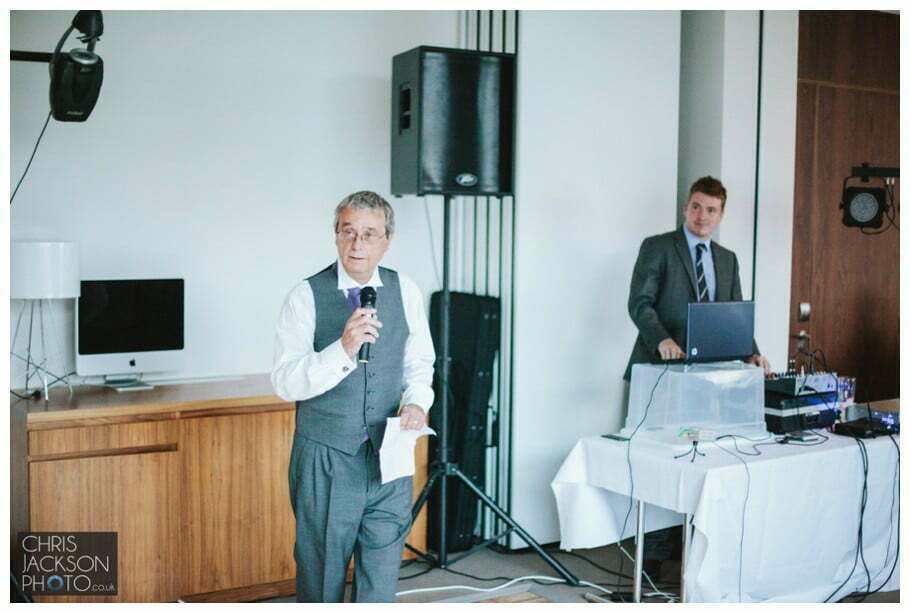 Doubletree by Hilton Wedding Photographer Leeds City Centre Wedding by Chris & Hazel Wedding photography - Tina & Sam 130 father of the bride speak wedding photography leeds
