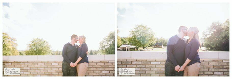 manchester Engagement Session Stamford Park pavilion roof top ashton under lyne pre wedding photography couple sun lens flare chris and hazel wedding photography