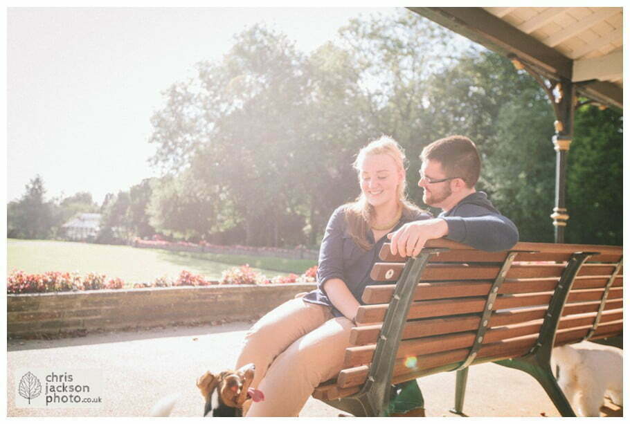 manchester Engagement Session Stamford Park pavilion bowling green bench ashton under lyne pre wedding photography couple chris and hazel wedding photography
