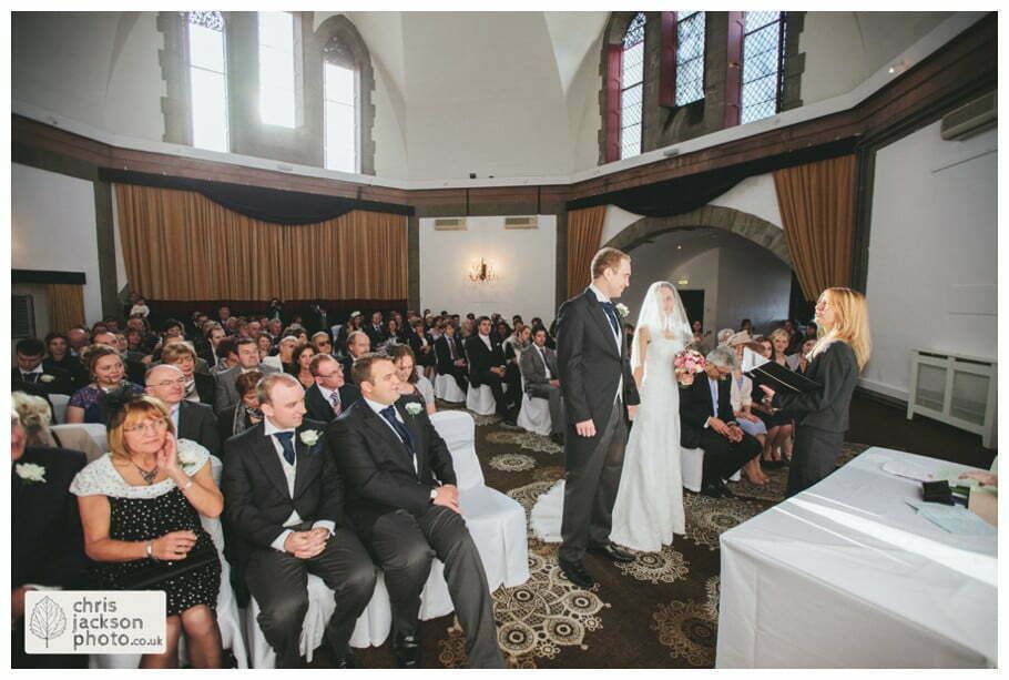 bride and groom wedding ceremony tilden suite shrigley hall wedding venue Shrigley Hall Wedding Photography Cheshire by Chris & Hazel Nina Markarian Nina Kavanagh Joe Kavanagh