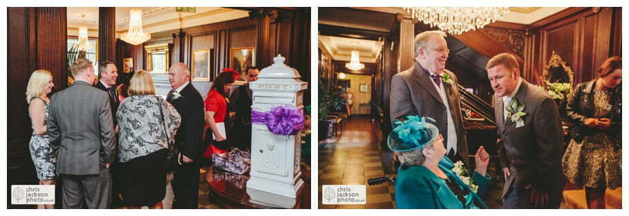 wedding guests reception inside Eaves Hall Wedding Photographer Lancashire Clitheroe Wedding Photography by Chris & Hazel Wedding Photography - Steph Blight Steph Duxbury & Iain Duxbury