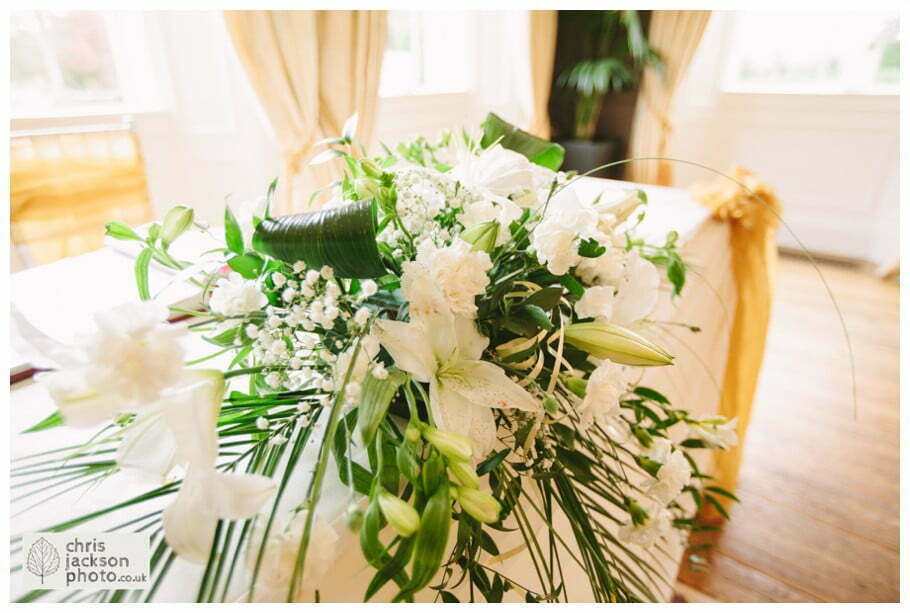 wedding ceremony flowers Eaves Hall Wedding Photographer Lancashire Clitheroe Wedding Photography by Chris & Hazel Wedding Photography - Steph Blight Steph Duxbury & Iain Duxbury