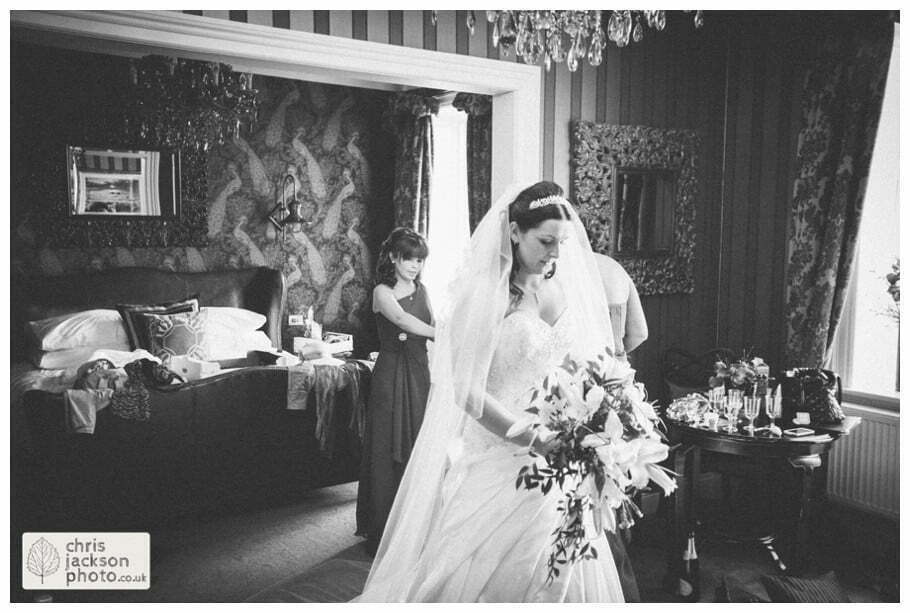 bride in wedding dress documentary reportage Eaves Hall Wedding Photographer Lancashire Clitheroe Wedding Photography by Chris & Hazel Wedding Photography - Steph Blight Steph Duxbury & Iain Duxbury