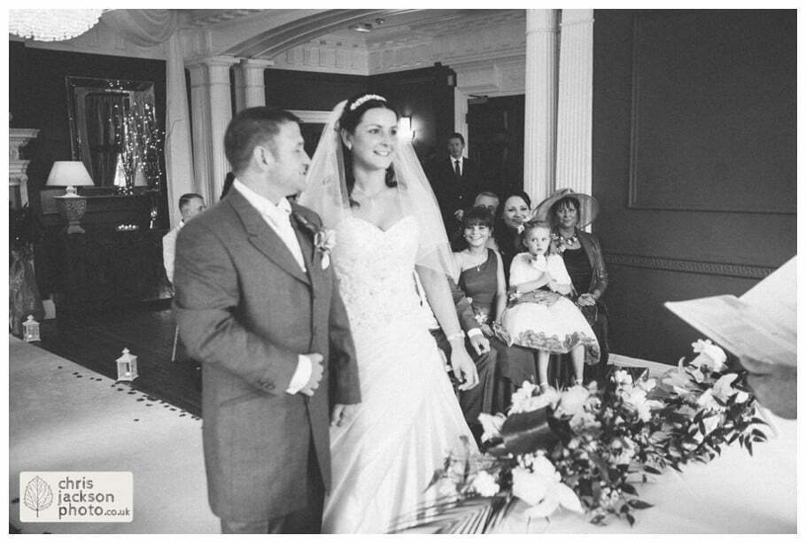 bride and groom wedding ceremony wedding ceremony room ballroom documentary reportage Eaves Hall Wedding Photographer Lancashire Clitheroe Wedding Photography by Chris & Hazel Wedding Photography - Steph Blight Steph Duxbury & Iain Duxbury