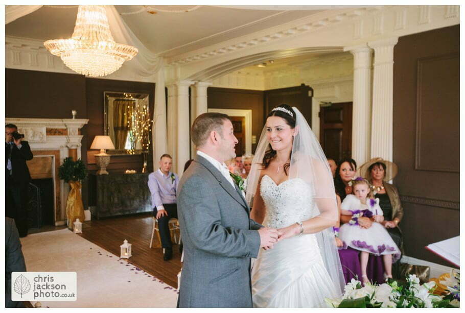 wedding ring vow exchange bride and groom wedding ceremony wedding ceremony room ballroom documentary reportage Eaves Hall Wedding Photographer Lancashire Clitheroe Wedding Photography by Chris & Hazel Wedding Photography - Steph Blight Steph Duxbury & Iain Duxbury