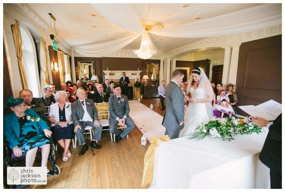 wedding ring vow bride and groom wedding ceremony wedding ceremony room ballroom documentary reportage Eaves Hall Wedding Photographer Lancashire Clitheroe Wedding Photography by Chris & Hazel Wedding Photography - Steph Blight Steph Duxbury & Iain Duxbury