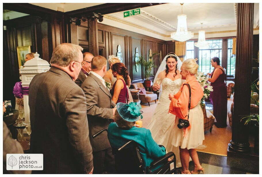 wedding reception guests mingling drinks reception canapes documentary reportage Eaves Hall Wedding Photographer Lancashire Clitheroe Wedding Photography by Chris & Hazel Wedding Photography - Steph Blight Steph Duxbury & Iain Duxbury