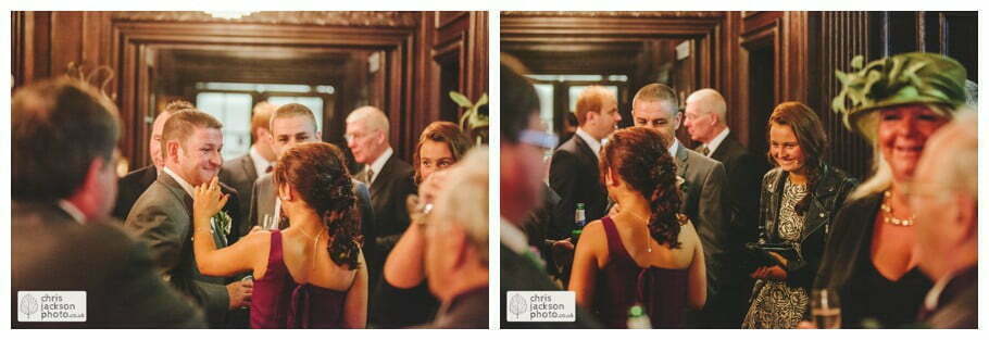 wedding reception guests mingling drinks reception canapes documentary reportage Eaves Hall Wedding Photographer Lancashire Clitheroe Wedding Photography by Chris & Hazel Wedding Photography - Steph Blight Steph Duxbury & Iain Duxbury