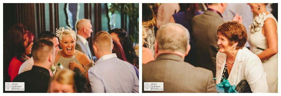 wedding reception guests mingling drinks reception canapes documentary reportage Eaves Hall Wedding Photographer Lancashire Clitheroe Wedding Photography by Chris & Hazel Wedding Photography - Steph Blight Steph Duxbury & Iain Duxbury