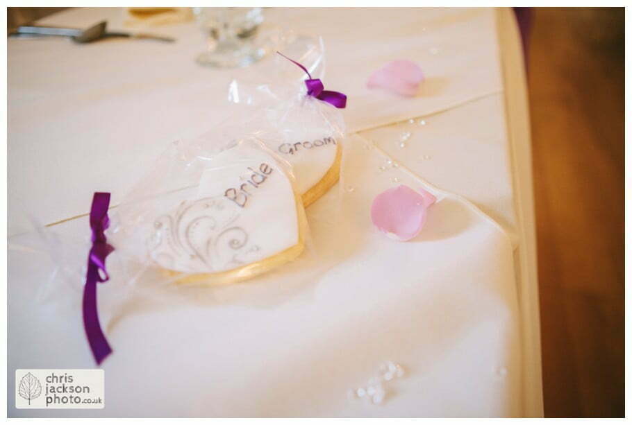 personalised wedding heart biscuits bride and groom wedding breakfast room wedding reception documentary reportage Eaves Hall Wedding Photographer Lancashire Clitheroe Wedding Photography by Chris & Hazel Wedding Photography - Steph Blight Steph Duxbury & Iain Duxbury