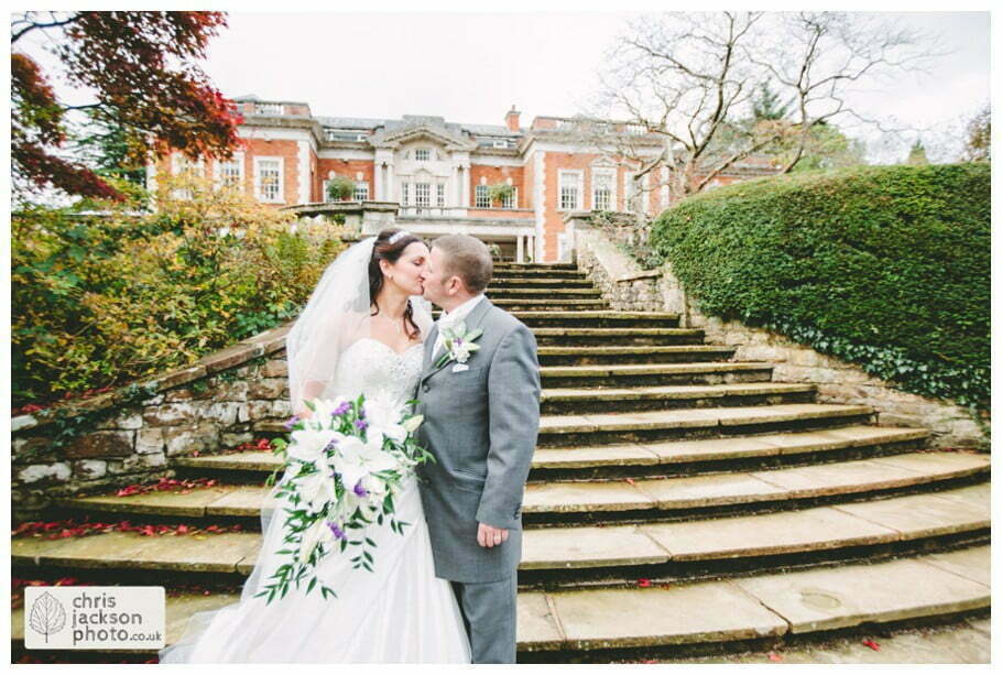 bride and groom portrait wedding day portrait photograph formal wedding photograph outside Eaves Hall Wedding Photographer Lancashire Clitheroe Wedding Photography by Chris & Hazel Wedding Photography - Steph Blight Steph Duxbury & Iain Duxbury