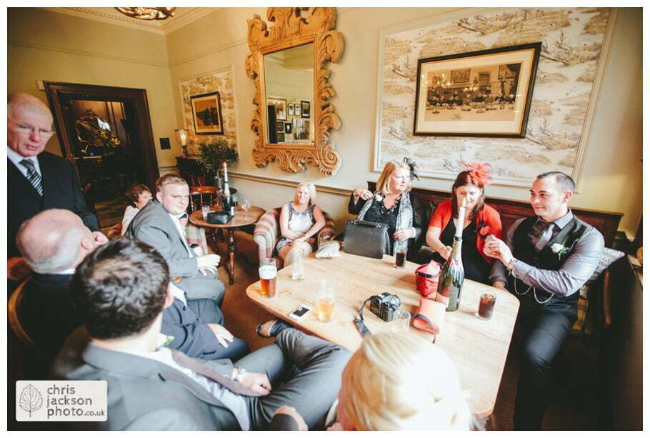 wedding reception guests mingling drinks reception canapes documentary reportage Eaves Hall Wedding Photographer Lancashire Clitheroe Wedding Photography by Chris & Hazel Wedding Photography - Steph Blight Steph Duxbury & Iain Duxbury