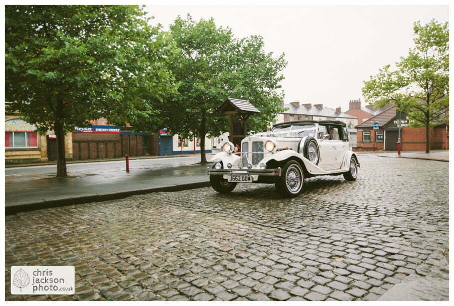 Manchester Wedding Photographer St Anne's Church Wedding Photographer Dukinfield Town Hall Wedding Photography by Chris & Hazel Katrina & John 055 Wedding car outside arrives at Dukinfield Town Hall wedding photographer by Manchester Wedding Photographer Chris & Hazel