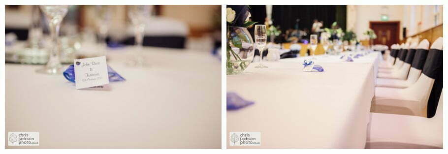 Manchester Wedding Photographer St Anne's Church Wedding Photographer Dukinfield Town Hall Wedding Photography by Chris & Hazel Katrina & John 089 table centre detail Dukinfield Town Hall wedding photographer by Manchester Wedding Photographer Chris & Hazel