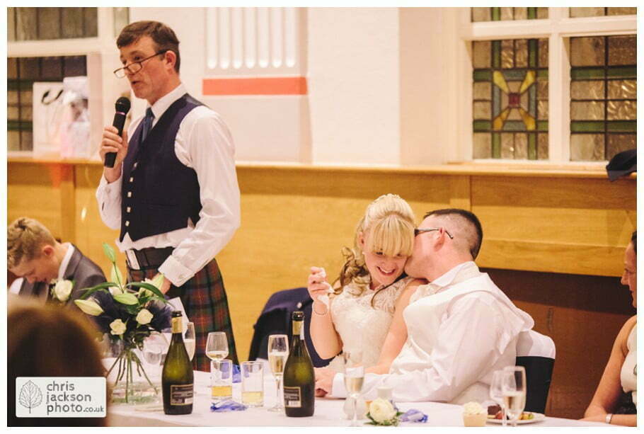 Manchester Wedding Photographer St Anne's Church Wedding Photographer Dukinfield Town Hall Wedding Photography by Chris & Hazel Katrina & John 101 father of bride speech documentary reaction shot Dukinfield Town Hall wedding photographer by Manchester Wedding Photographer Chris & Hazel