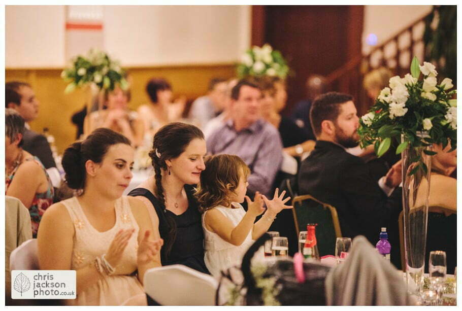 Manchester Wedding Photographer St Anne's Church Wedding Photographer Dukinfield Town Hall Wedding Photography by Chris & Hazel Katrina & John 102 guests clap speech documentary reaction shot Dukinfield Town Hall wedding photographer by Manchester Wedding Photographer Chris & Hazel