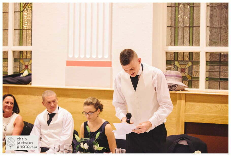 Manchester Wedding Photographer St Anne's Church Wedding Photographer Dukinfield Town Hall Wedding Photography by Chris & Hazel Katrina & John 105 best man speech documentary reaction shot Dukinfield Town Hall wedding photographer by Manchester Wedding Photographer Chris & Hazel