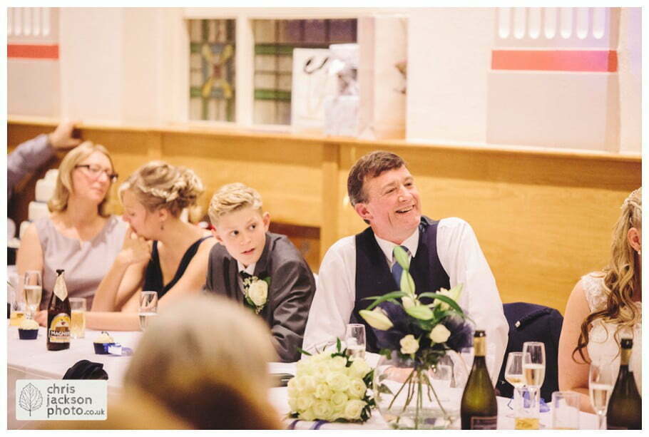 Manchester Wedding Photographer St Anne's Church Wedding Photographer Dukinfield Town Hall Wedding Photography by Chris & Hazel Katrina & John 110 best man speech documentary reaction shot Dukinfield Town Hall wedding photographer by Manchester Wedding Photographer Chris & Hazel