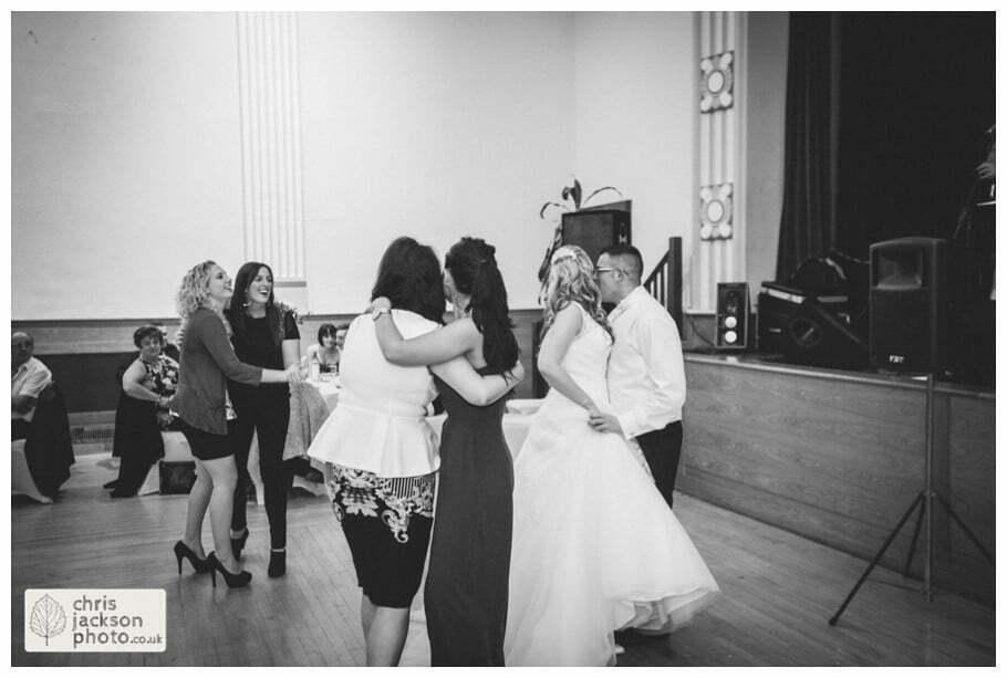 Manchester Wedding Photographer St Anne's Church Wedding Photographer Dukinfield Town Hall Wedding Photography by Chris & Hazel Katrina & John 121 bride and groom first dance dancing dance floor documentary reaction shot Dukinfield Town Hall wedding photographer by Manchester Wedding Photographer Chris & Hazel