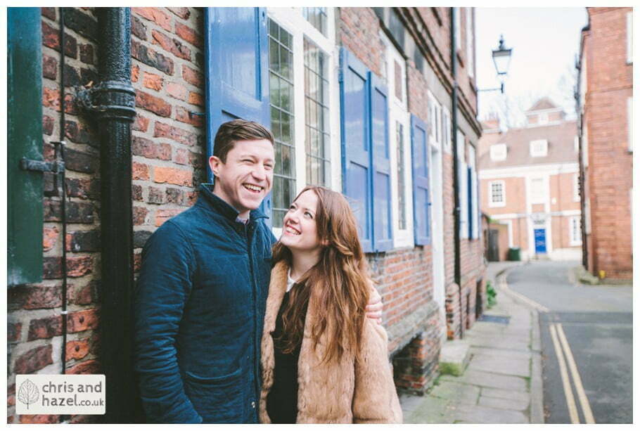 Pre wedding photography York city centre street shambles engagement photography session by Chris and Hazel wedding photography york - Sally Ford Mike Mackenzie