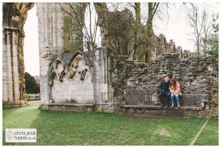 Pre wedding photography York city centre abbey ruins engagement photography session by Chris and Hazel wedding photography york - Sally Ford Mike Mackenzie