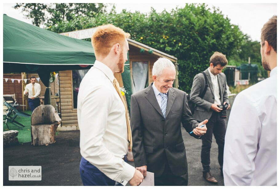 guests outside The venue at Wimberry hill wedding day diy vintage wedding glossop The venue at wimberry hill glossop wedding photography by Glossop wedding photographers chris and hazel natasha thorley jake rowarth