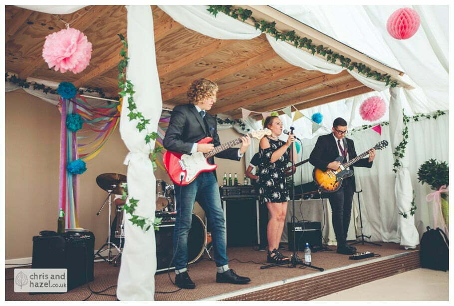 live band music inside The venue at Wimberry hill wedding day diy vintage wedding glossop The venue at wimberry hill glossop wedding photography by Glossop wedding photographers chris and hazel natasha thorley jake rowarth