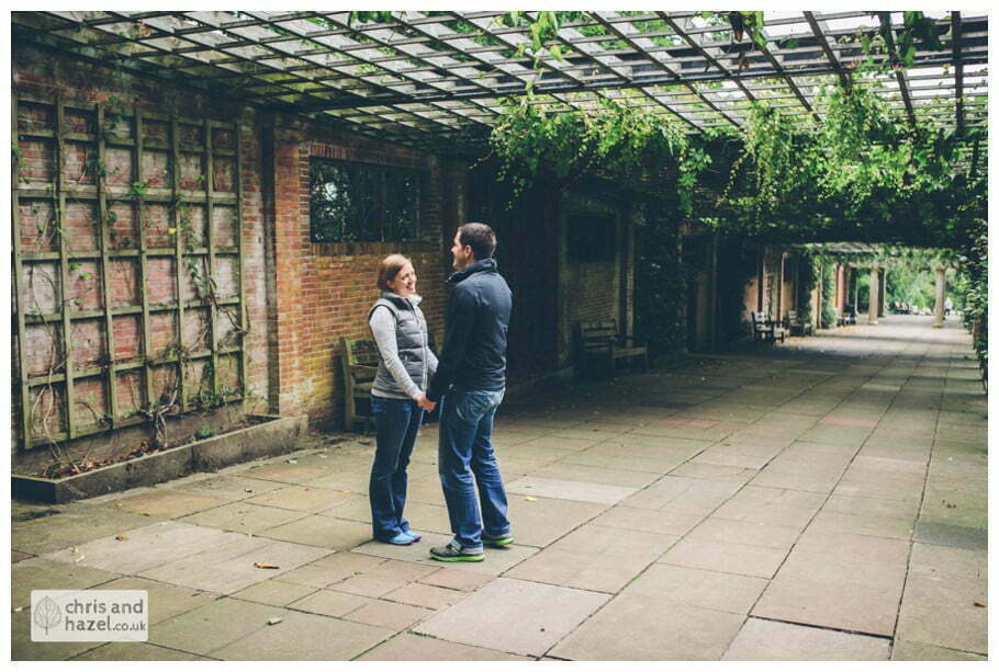 Harrogate valley gardens walkway undercover engagement photography wedding photographer yorkshire wedding photographer chris and hazel