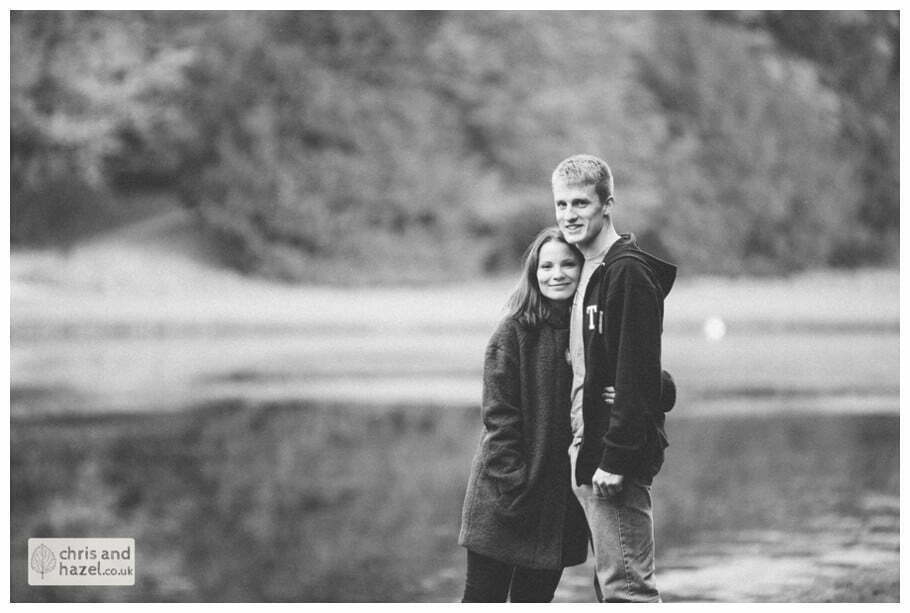Rippon engagement photography wedding photographer Fountains Abbey yorkshire wedding photographer chris and hazel ruins couple by lake