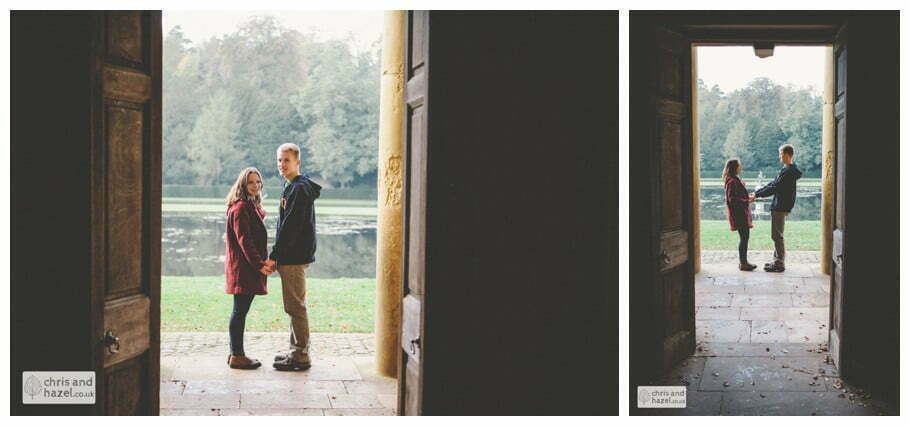 Rippon engagement photography wedding photographer Fountains Abbey yorkshire wedding photographer chris and hazel ruins couple water fountain