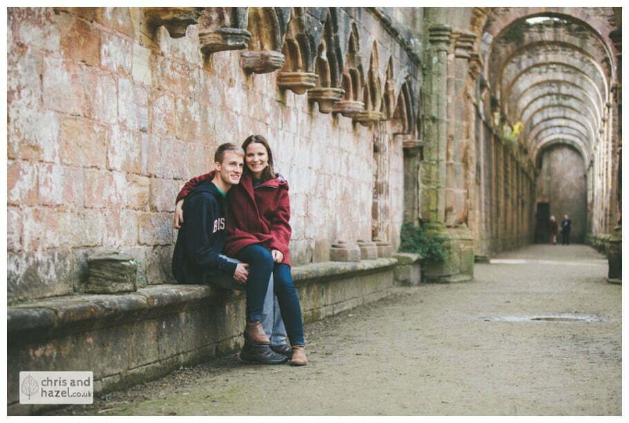 Rippon engagement photography wedding photographer Fountains Abbey yorkshire wedding photographer chris and hazel ruins couple