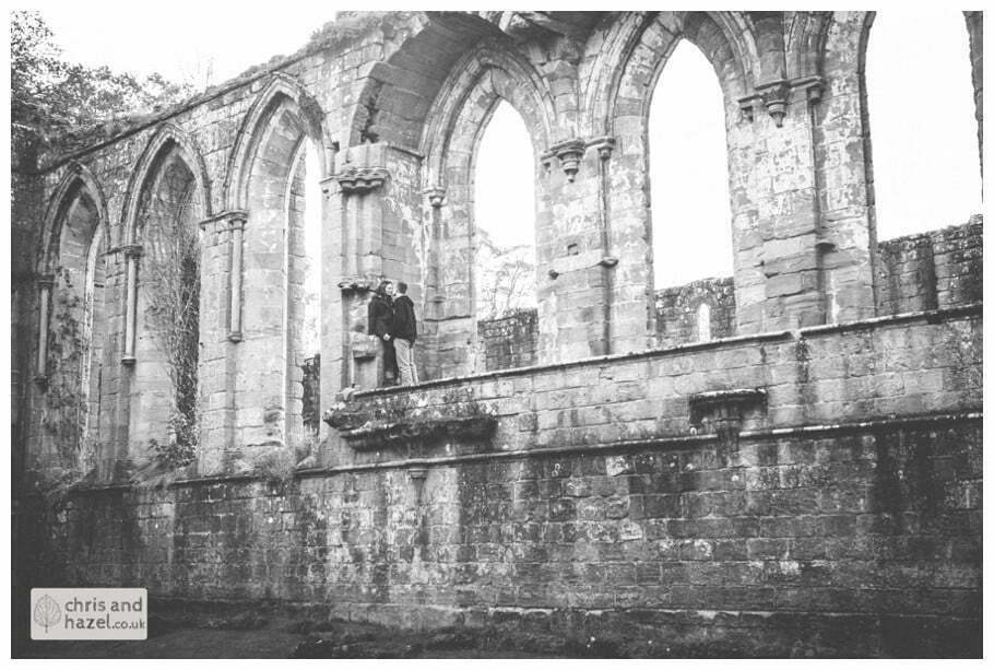 Rippon engagement photography wedding photographer Fountains Abbey yorkshire wedding photographer chris and hazel ruins couple