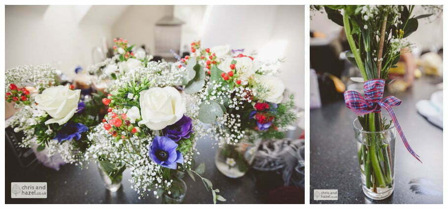 wedding flowers bouquet buttonholes getting ready preparations york city centre documentary wedding photography ben frankie wedding photographer york wedding photography wedding winter chris and hazel wedding photography york