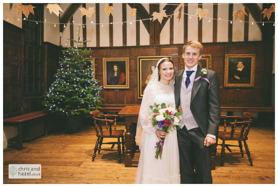 ben frankie bride groom wedding photographer merchant adventurers hall york wedding photography bride and groom christmas tree wedding winter chris and hazel wedding photography york