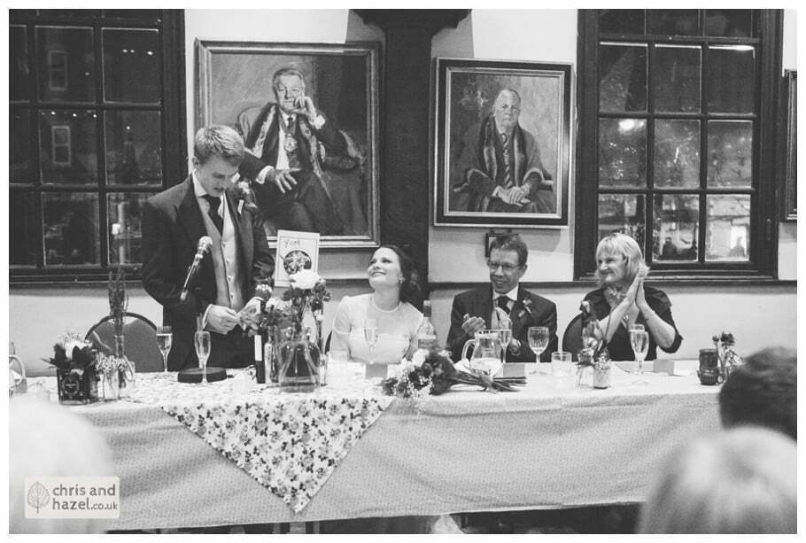 groom speech ben frankie merchant adventurers hall york wedding photography bride and groom christmas wedding winter chris and hazel wedding photography york