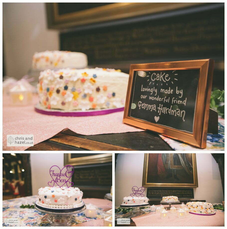alternative wedding cake made by guest bake off ben frankie merchant adventurers hall york wedding photography bride and groom christmas wedding winter chris and hazel wedding photography york