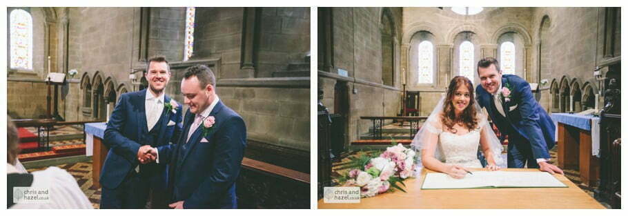 vows ring exchange bride and groom at front of church altar ceremony Whitly Church wedding Dewsbury Wedding Photographer Whitly Chris and Hazel Wedding Photography Steven Mountford Rachel Moore