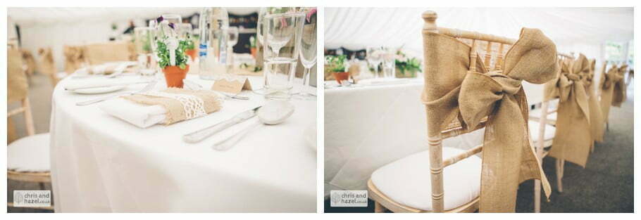 rustic hessian country vintage elegant wedding theme chair covers documentary wedding photography reception Woodlands hotel Wedding Photographer leeds wedding photography Chris and Hazel Wedding Photography Steven Mountford Rachel Moore