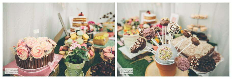 wedding cake table bake off rustic hessian country vintage elegant wedding theme chair covers documentary wedding photography reception Woodlands hotel Wedding Photographer leeds wedding photography Chris and Hazel Wedding Photography Steven Mountford Rachel Moore