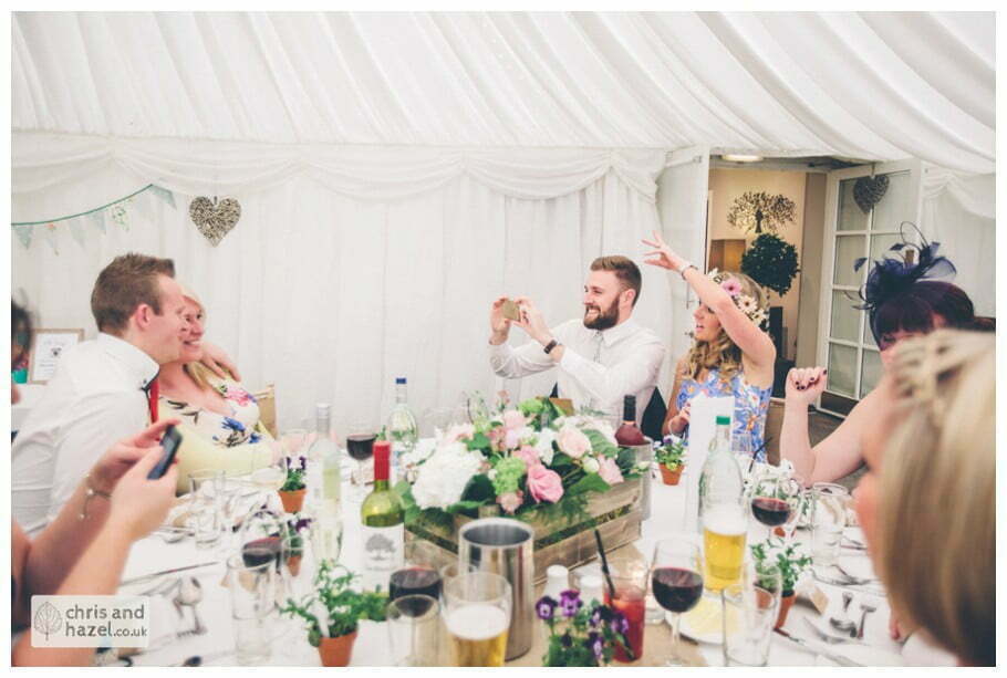 wedding breakfast documentary wedding photography wedding guests reception Woodlands hotel Wedding Photographer leeds wedding photography Chris and Hazel Wedding Photography Steven Mountford Rachel Moore