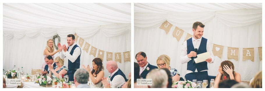 wedding speeches documentary wedding photography wedding guests reception Woodlands hotel Wedding Photographer leeds wedding photography Chris and Hazel Wedding Photography Steven Mountford Rachel Moore