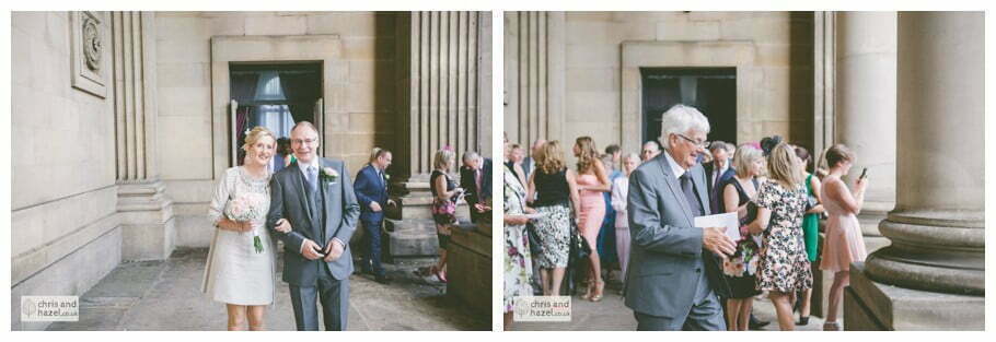 outside bride groom portrait formal family photographs Leeds town hall wedding photography leeds town hall steps robin young clare robertson wedding