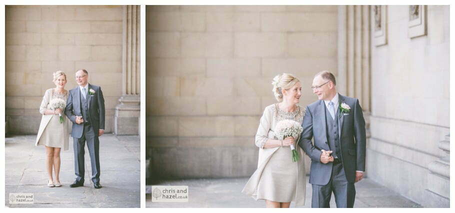 outside bride groom portrait formal family photographs Leeds town hall wedding photography leeds town hall steps robin young clare robertson wedding