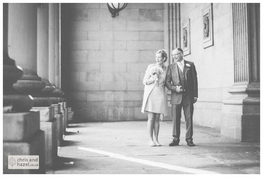 outside bride groom portrait formal family photographs Leeds town hall wedding photography leeds town hall steps robin young clare robertson wedding