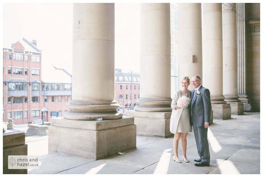 outside bride groom portrait formal family photographs Leeds town hall wedding photography leeds town hall steps robin young clare robertson wedding