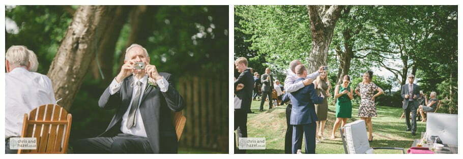 guests outside english garden wedding Leeds wedding photography leeds robin young clare robertson wedding