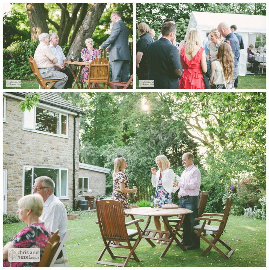 guests outside english garden wedding Leeds wedding photography leeds robin young clare robertson wedding