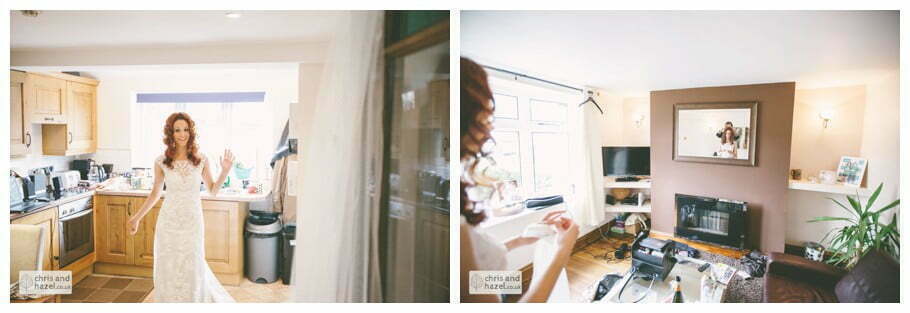 bride hair mirror bridal preparations documentary Wedding Photographer Harrogate Wedding Photography Braisty Estate by Chris and Hazel Wedding Photography Jonny Dunn Stef Brown